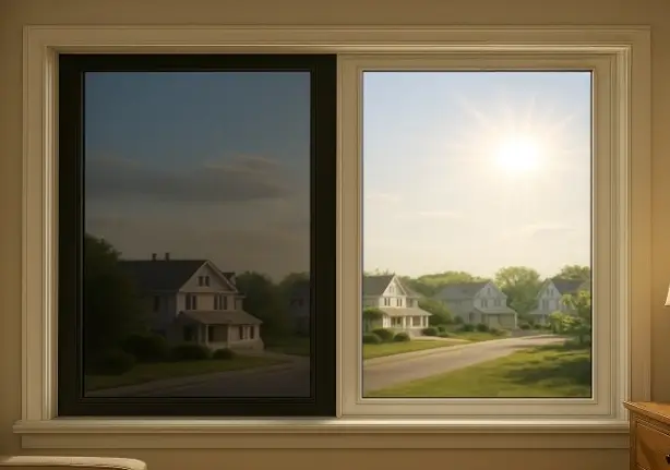 Gila-Heat-Control titanium window film applied on a residentail window.